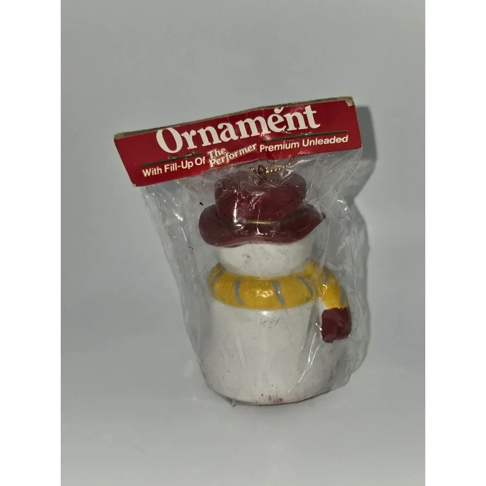 Citgo 7 Eleven 1990's Promo Snowman Ornament Gasoline Tank Fill-Up Gift Set of 2